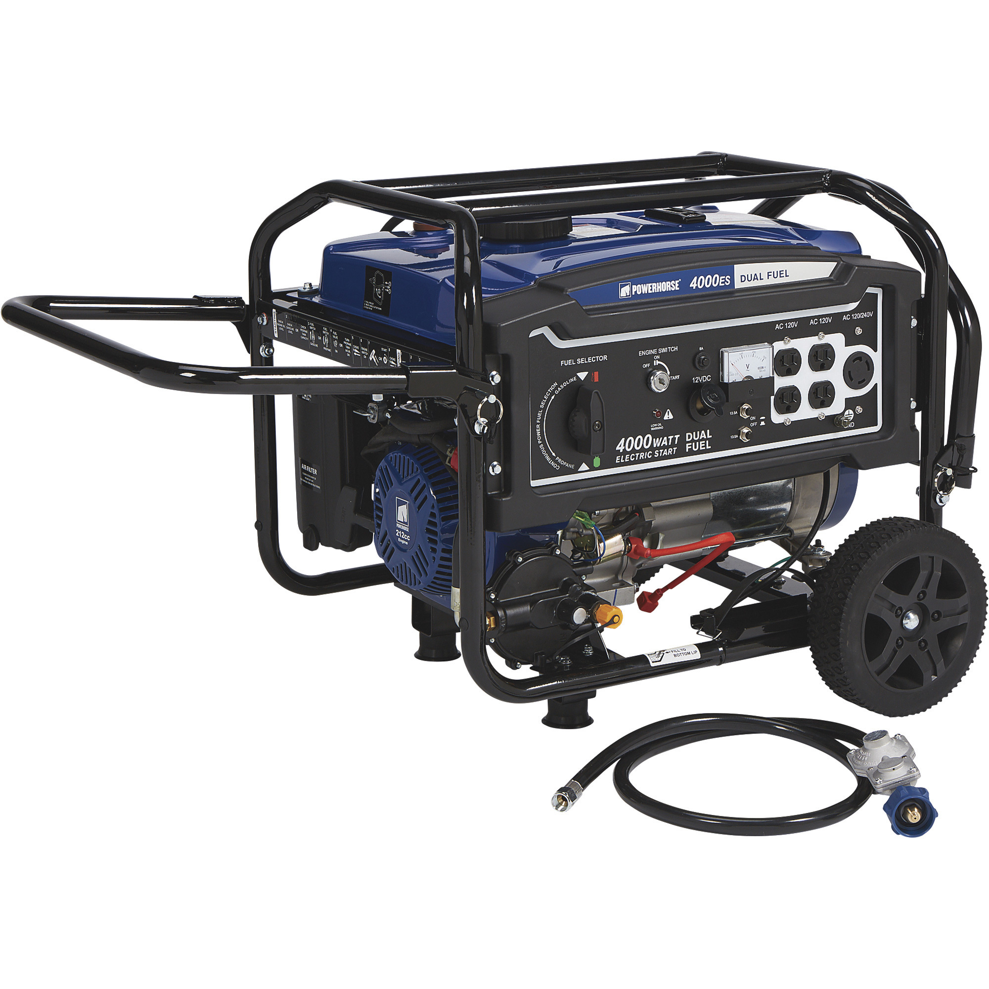 Powerhorse Dual Fuel Generator, 4000 Surge Watts, 3240 Rated Watts, Electric Start